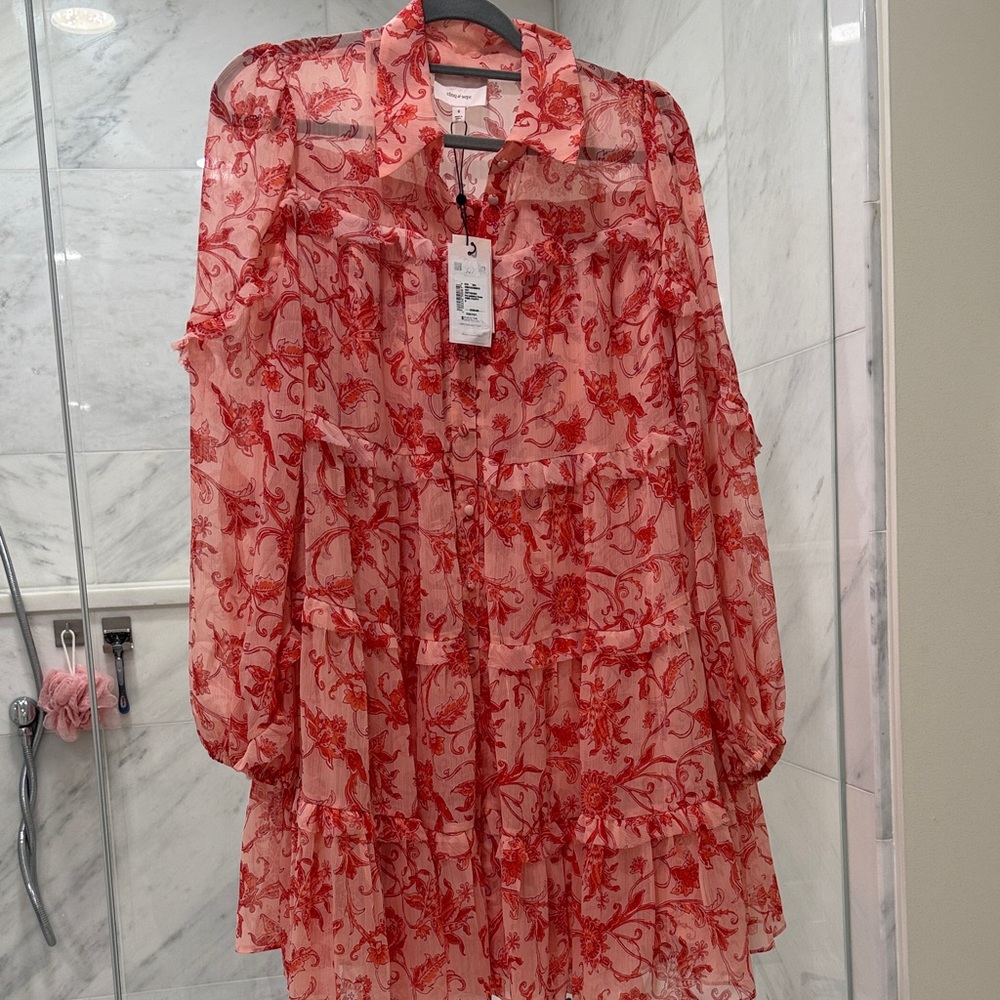 Cinq à Sept Pink Floral Long Sleeve Dress